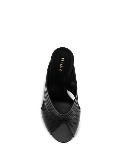 Versace Gianni nappa leather Mules - Black/Gold