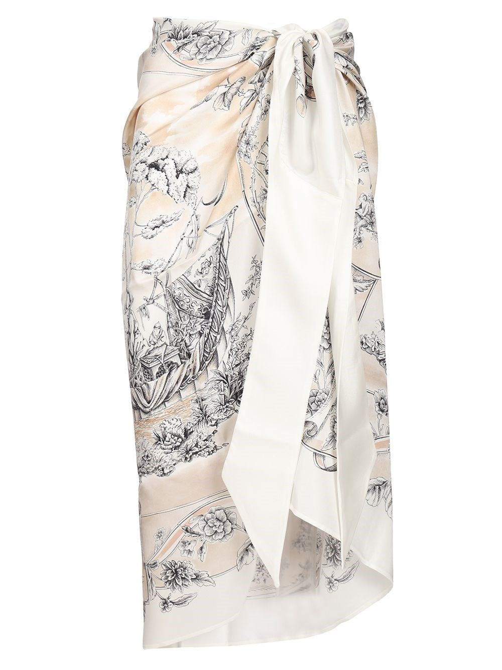 Ferragamo "Travel" Print Pareo - Beige