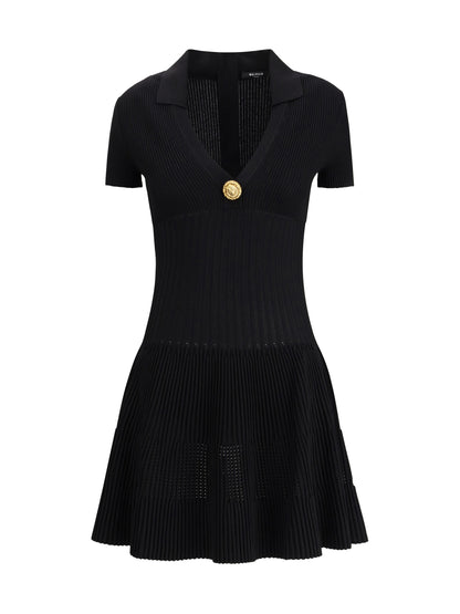 BALMAIN Flared knit mini Dress