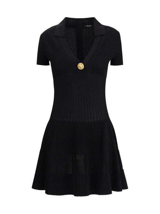 BALMAIN Flared knit mini Dress