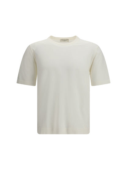 Piacenza Cashmere Short-sleeve crewneck Sweater - White Ottico