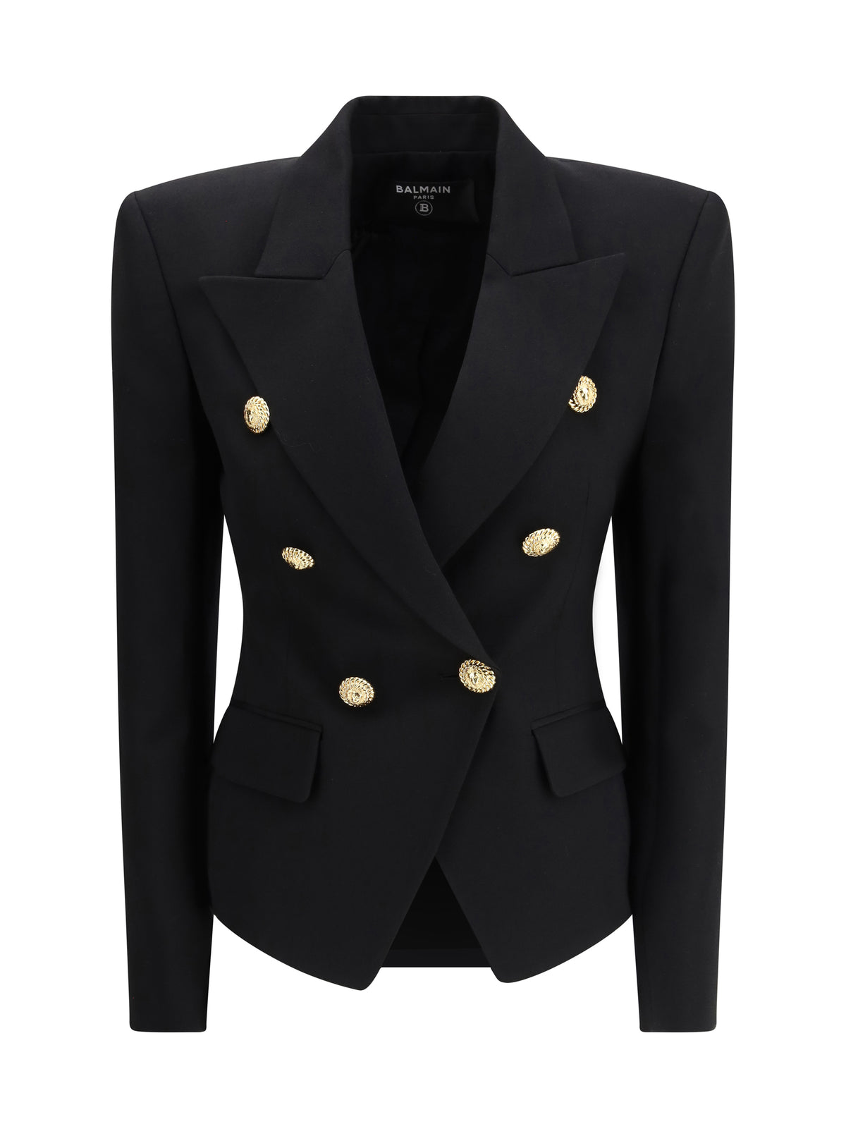 Balmain 6 Buttons Fitted Grain De Poudre Jacket - Noir