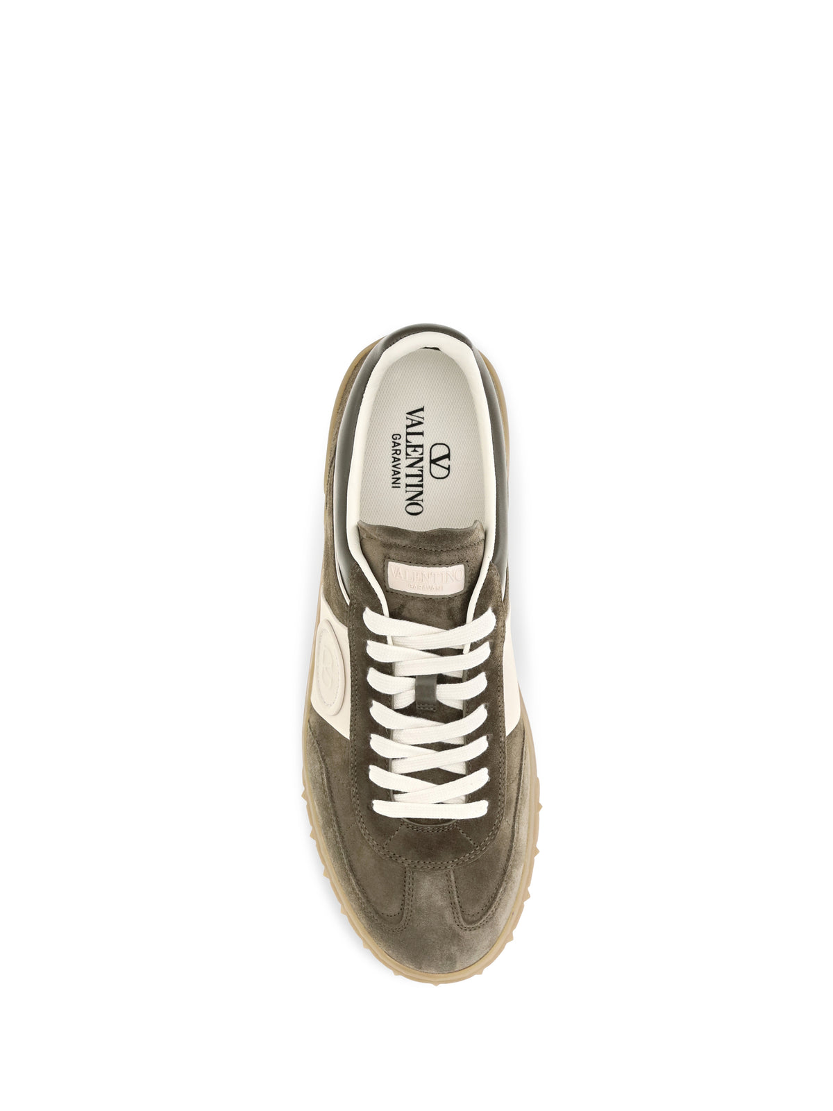 Valentino Garavani Low Top Upvillage Sneakers in suede split leather and nappa calfskin - Army Green/Army Green-Glace/Glace/Ambra