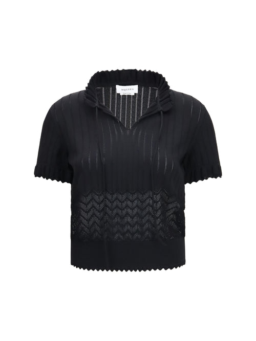 Alexander McQueen Open-knit T-shirt - Black