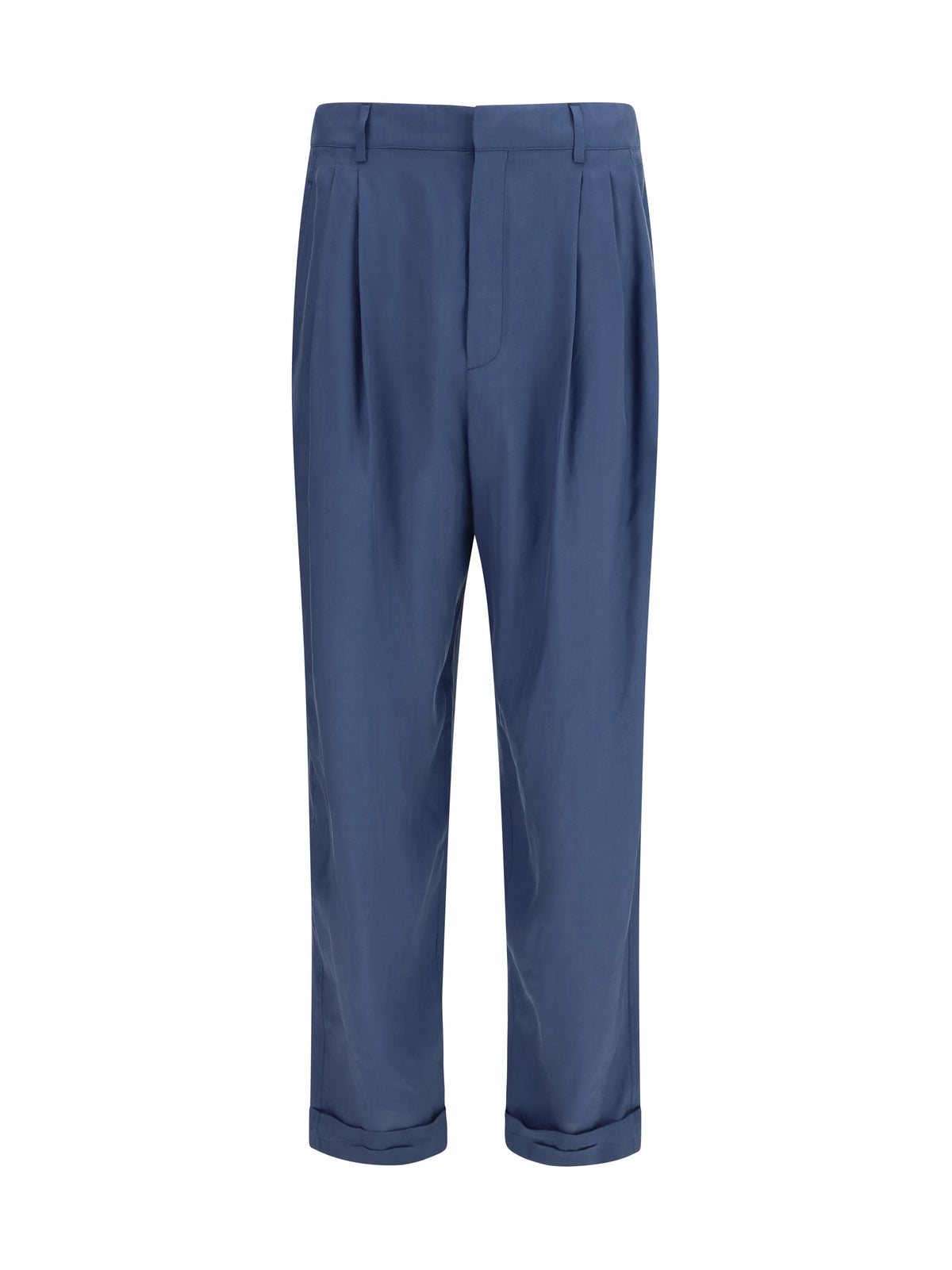 Saint Laurent Tailored Pants with habutai silk belt - Bluette