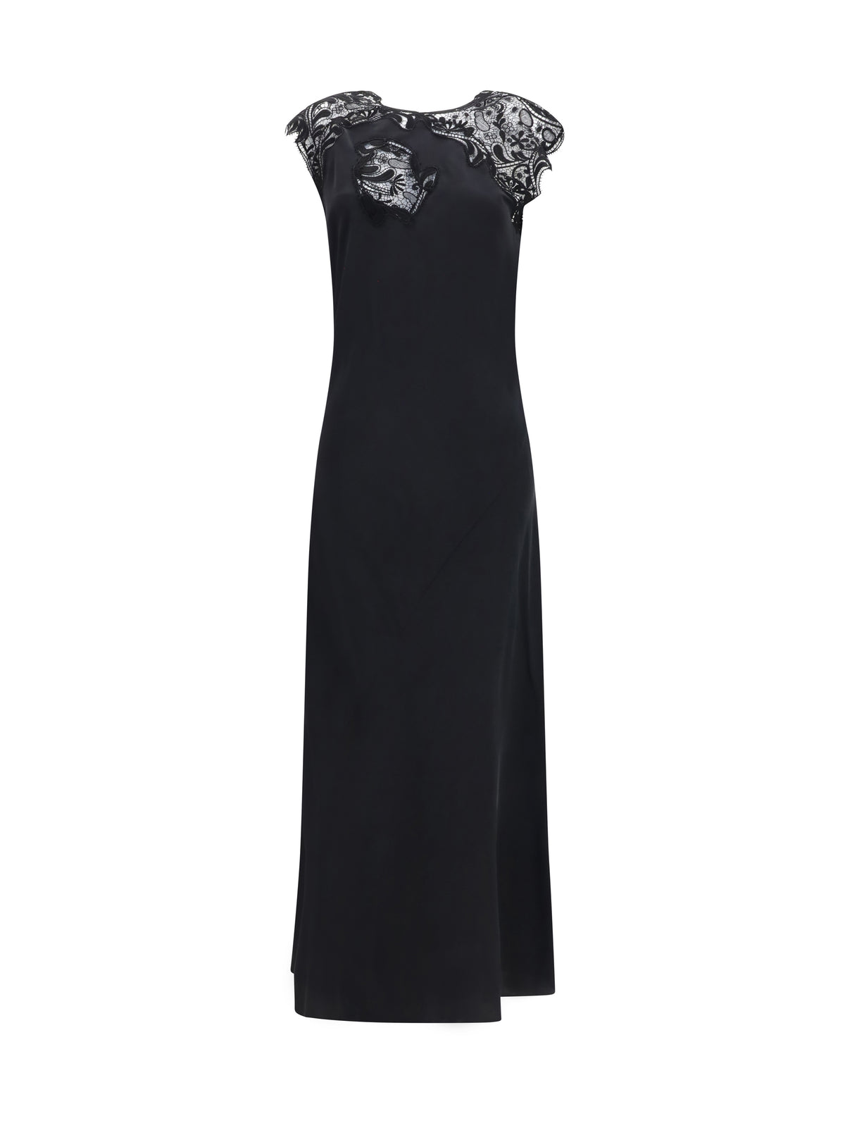 Ferragamo Silk Dress with lace - Black