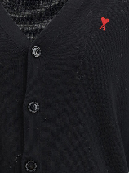 Ami Paris Ami de Coeur Cardigan - Noir/Rouge