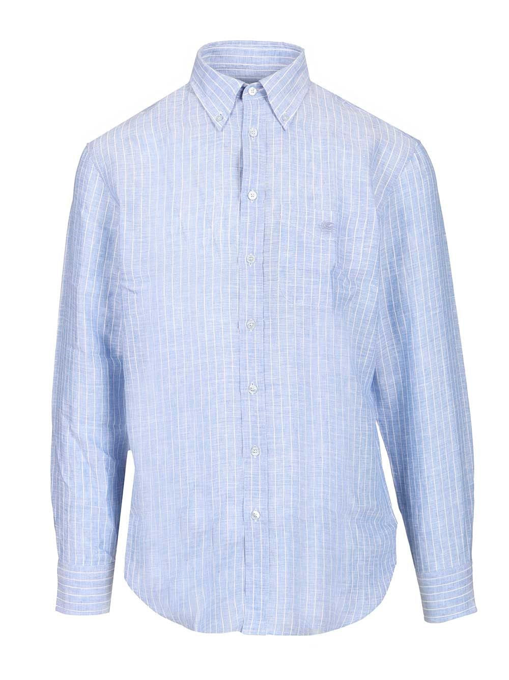 Etro Striped Linen Shirt - Sky Blue