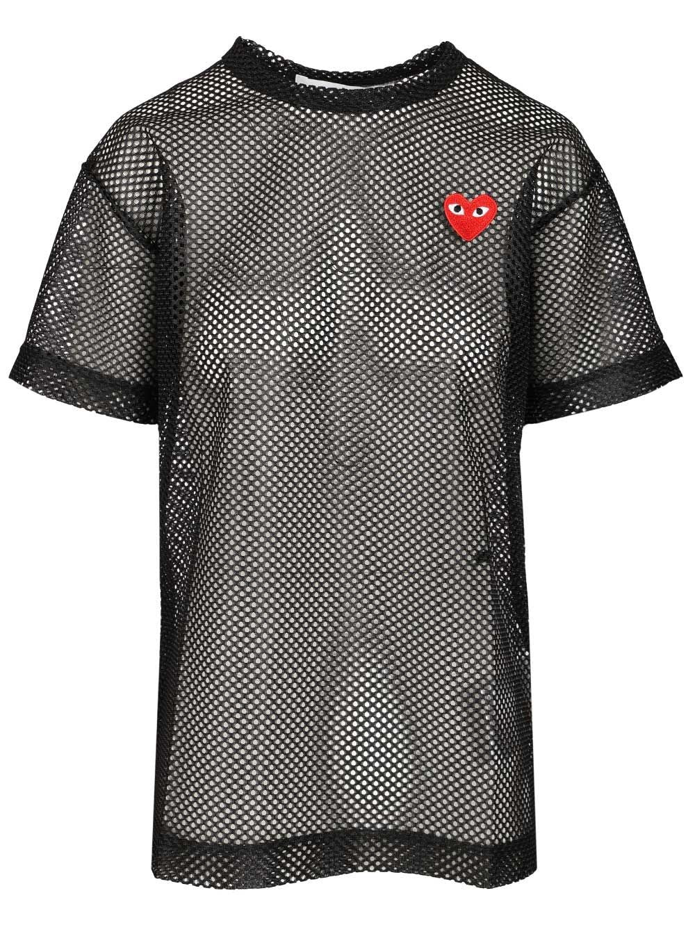 Comme Des Garcons Play Mesh T-Shirt - Black