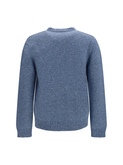 Valentino Wool Sweater with Butterfly embroidery - Blue Mouline'