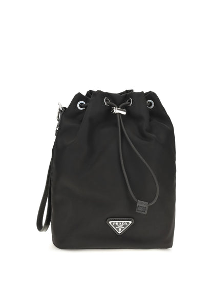 Prada Re-Nylon and Saffiano leather Bucket Bag - Black