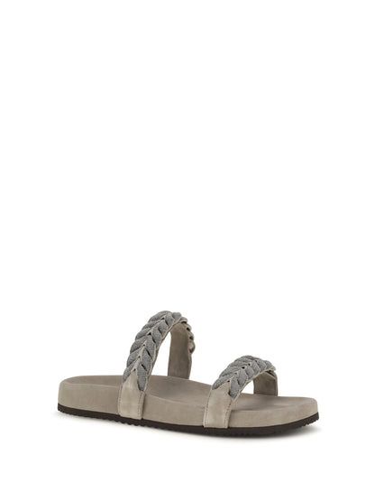 BRUNELLO CUCINELLI Laurel leaf monili-embellished Slides