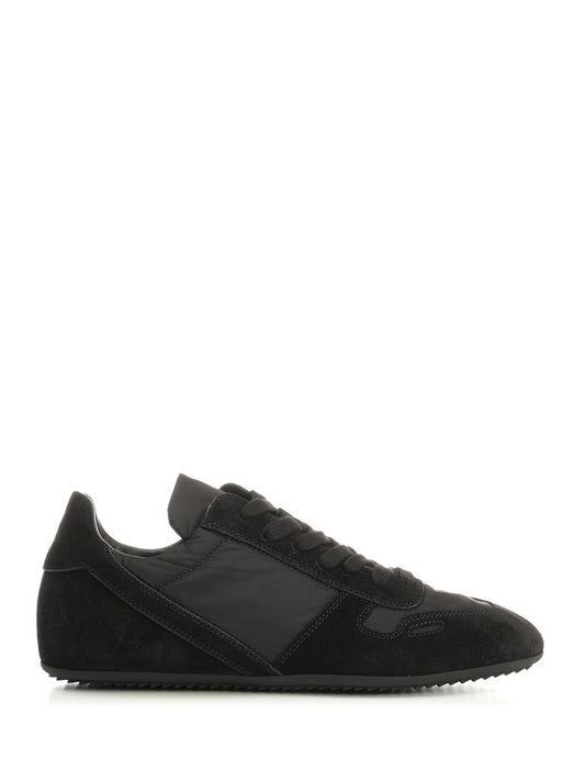 Rick Owens Minimal Sneakers With Suede - Black