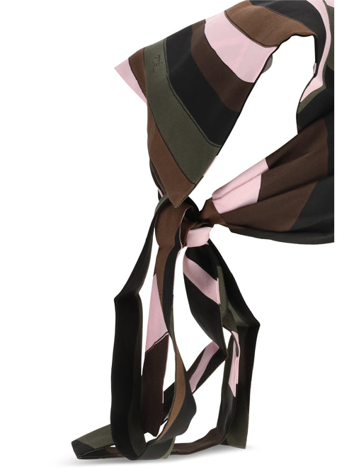 Pucci Silk Twill Bandana - Khaki Pink