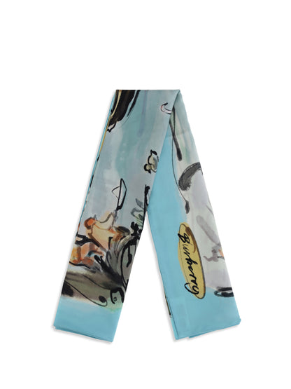 Burberry Swan lake silk Scarf - Skylight Blue