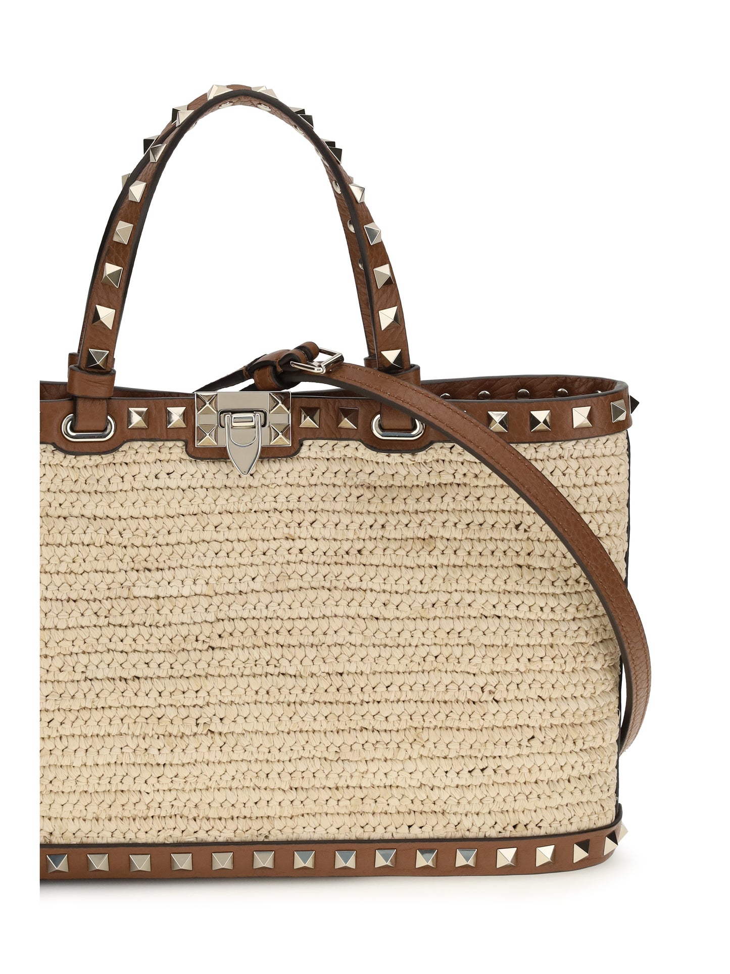 VALENTINO GARAVANI Rockstud raffia Tote Bag