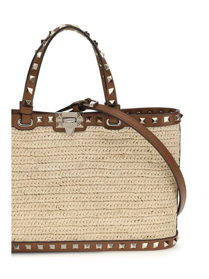 VALENTINO GARAVANI Rockstud raffia Tote Bag