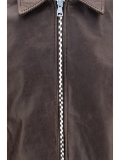 Our Legacy Mini leather Jacket - Matted Brown