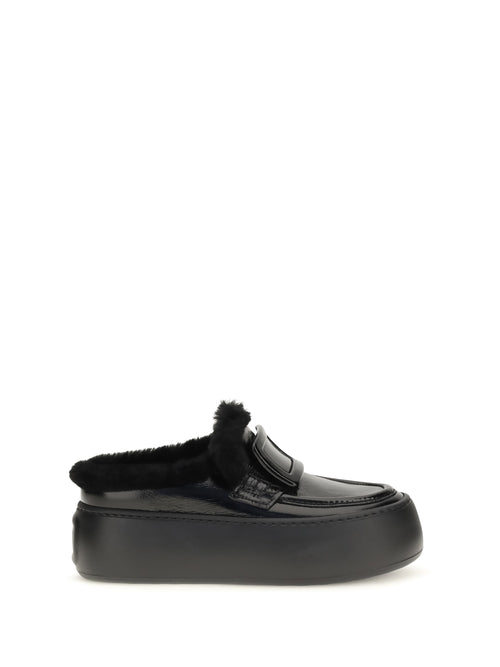Roger Vivier Viv' Up Shearling Mules - Black