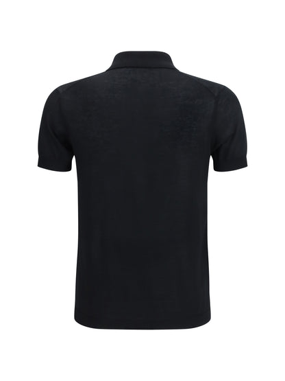 Aragona Cashmere Short-sleeve Polo in cotton - Black