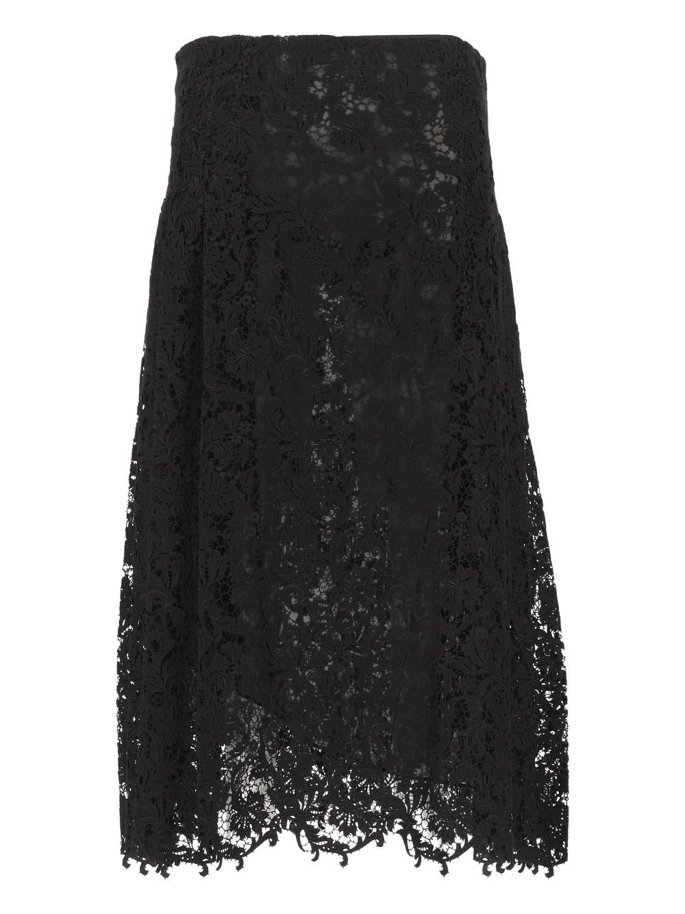 Fendi Macramé Lace Midi Skirt - Black