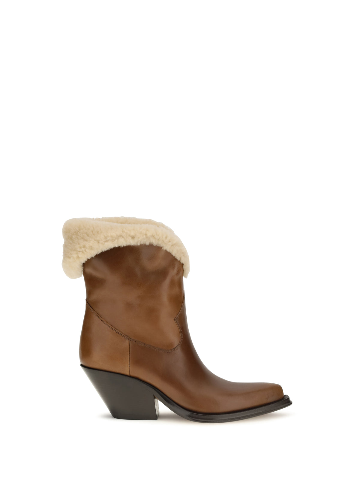 Chloé Azelan fur-lined Ankle Boots - Amber Brown