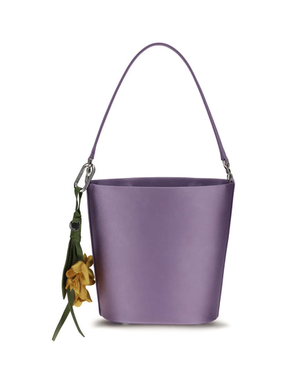Self-Portrait Satin Bucket Bag - Lilac