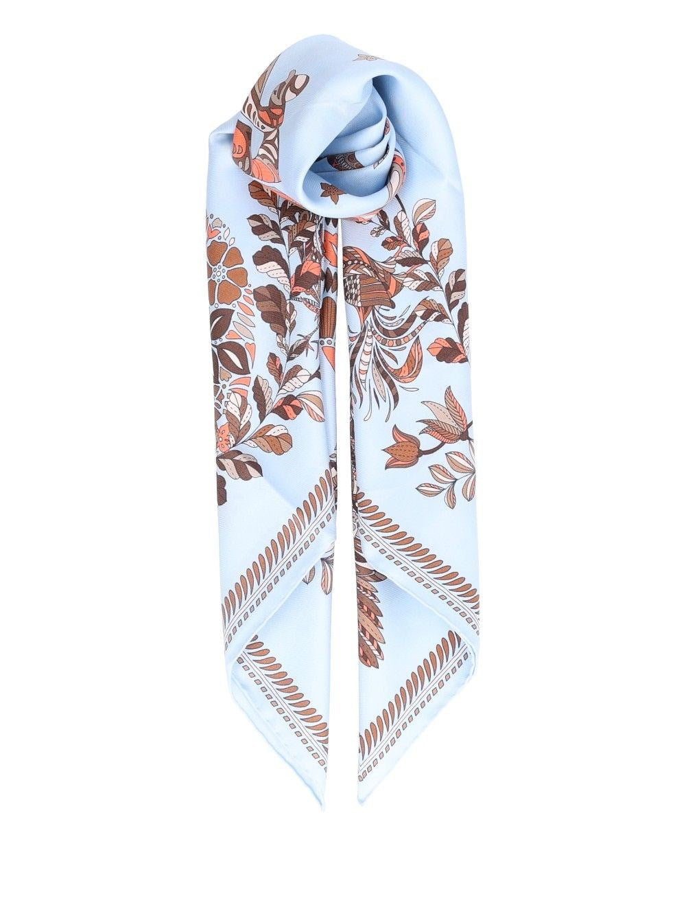 Longchamp Paris Botanical Print Silk Scarf - Sky Blue