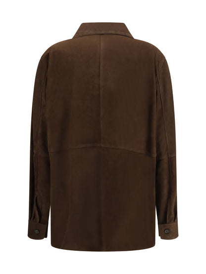 Toteme Suede Shirt Jacket - Bark