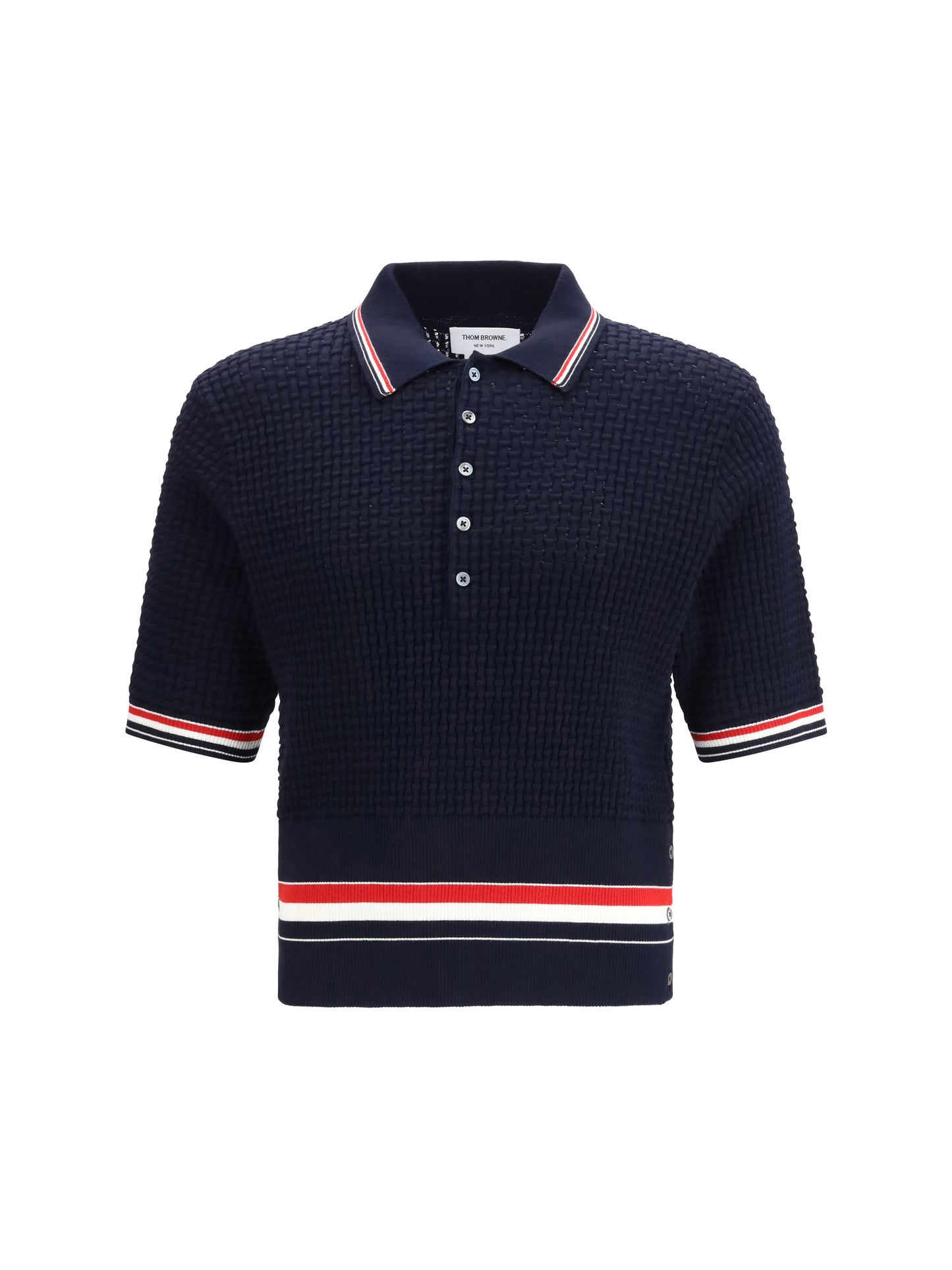 THOM BROWNE Woven cotton Polo Shirt