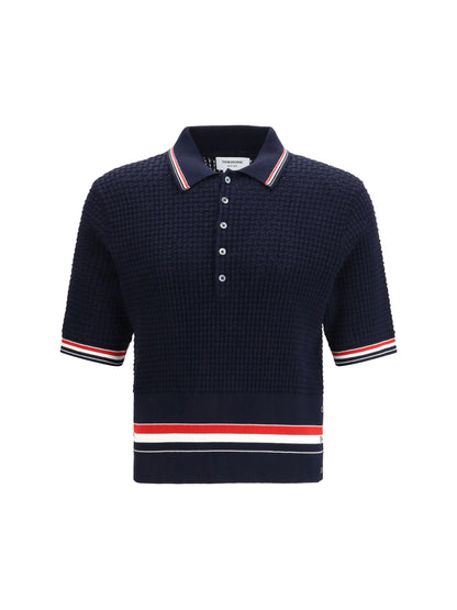 THOM BROWNE Woven cotton Polo Shirt