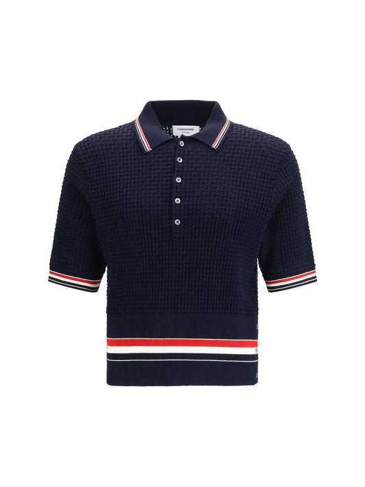 THOM BROWNE Woven cotton Polo Shirt