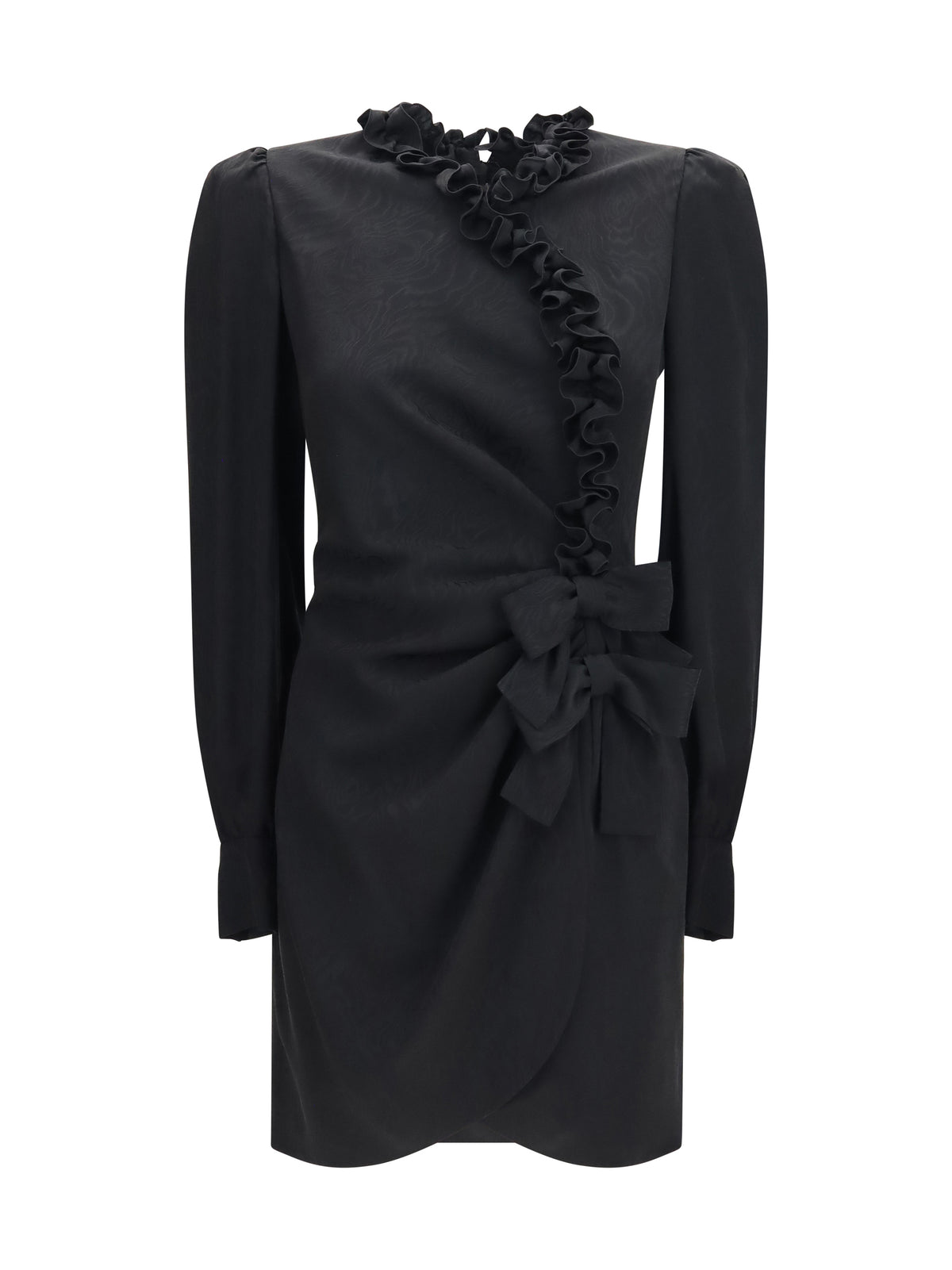 Alessandra Rich Silk jacquard mini Dress with ruffles - Black