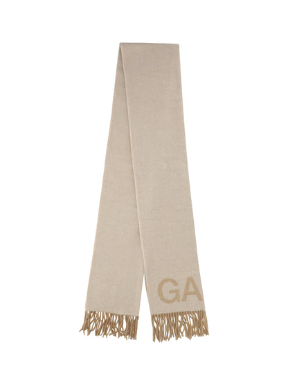 Ganni Fringed wool Scarf - Egret