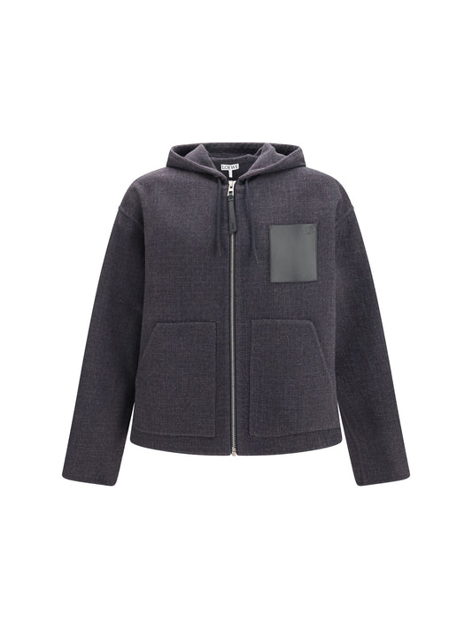 Loewe Wool blend hooded Jacket - Dark Navy Blue