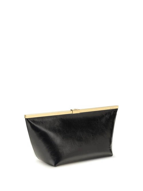 Jimmy Choo Large Ganache Biker Leather Clutch - Black/Gold