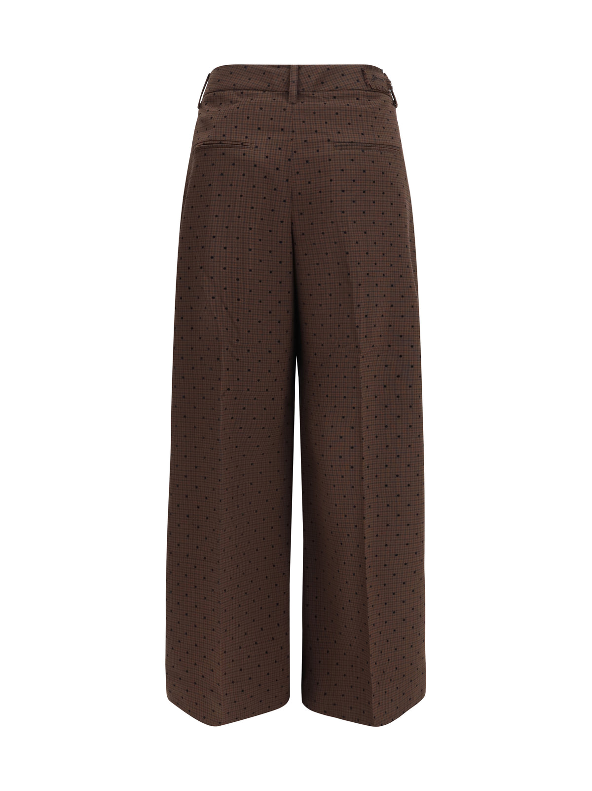 Ganni Flocked plaid crossover Pants - Chicory Coffee