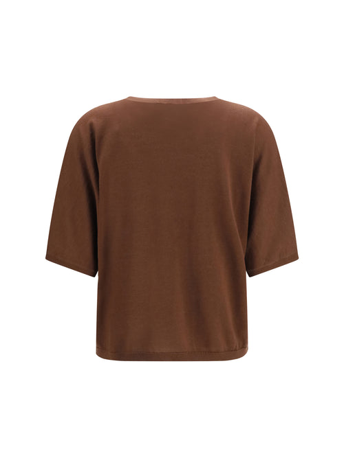 Brunello Cucinelli Short-sleeve cashmere and silk Sweater - Cioccolato