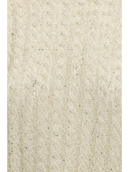 Brunello Cucinelli Dazzling Cable linen Sweater with openwork ribbing - Beige