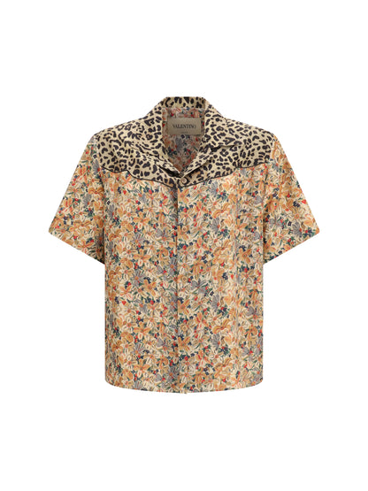VALENTINO Short-sleeve floral and leopard print Shirt