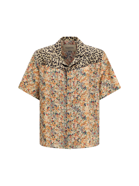 VALENTINO Short-sleeve floral and leopard print Shirt