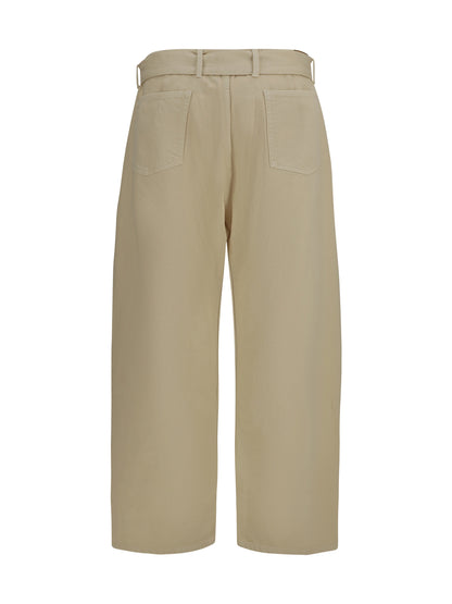 Magda Butrym Wide-leg denim Pants with belt - Beige