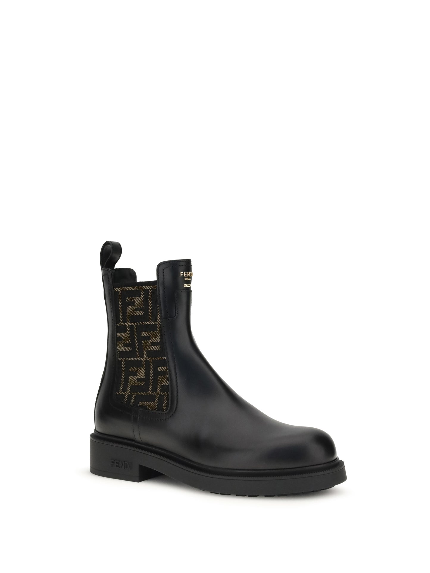 FENDI FF leather and fabric Ankle Boots