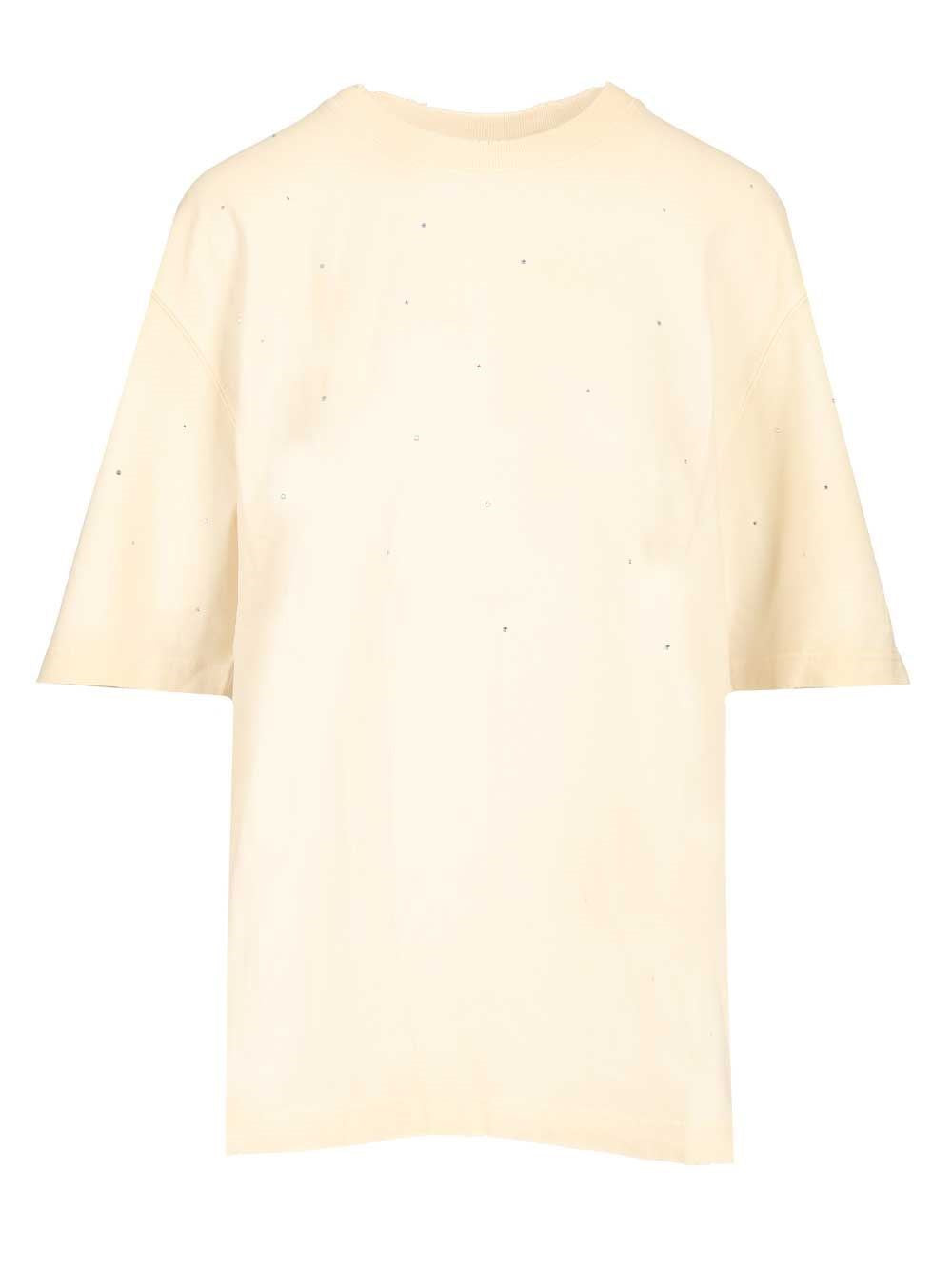 Golden Goose T-Shirt With All-Over Dégradé Crystals - White