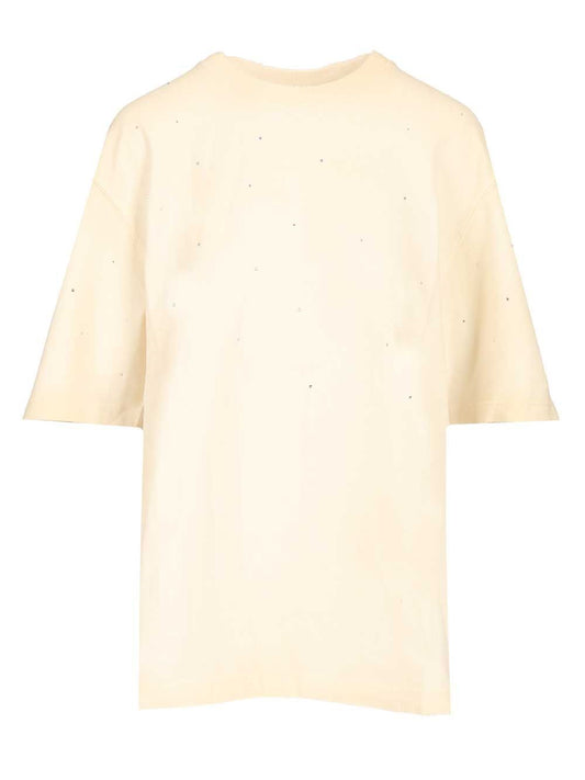 Golden Goose T-Shirt With All-Over Dégradé Crystals - White
