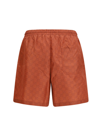 GUCCI Nylon Swim Shorts with GG print