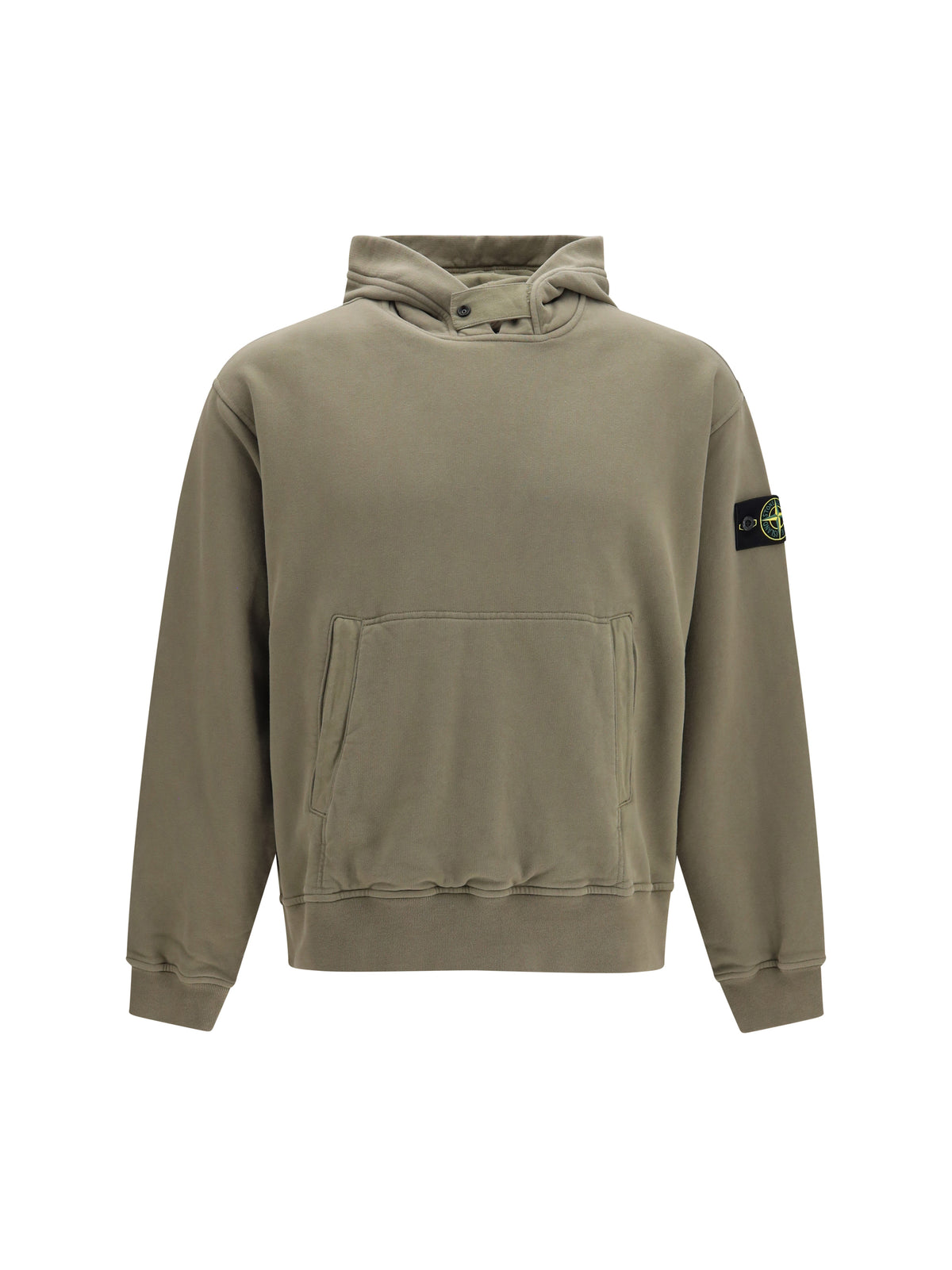 Stone Island Hooded Sweatshirt with front pocket - Military Green