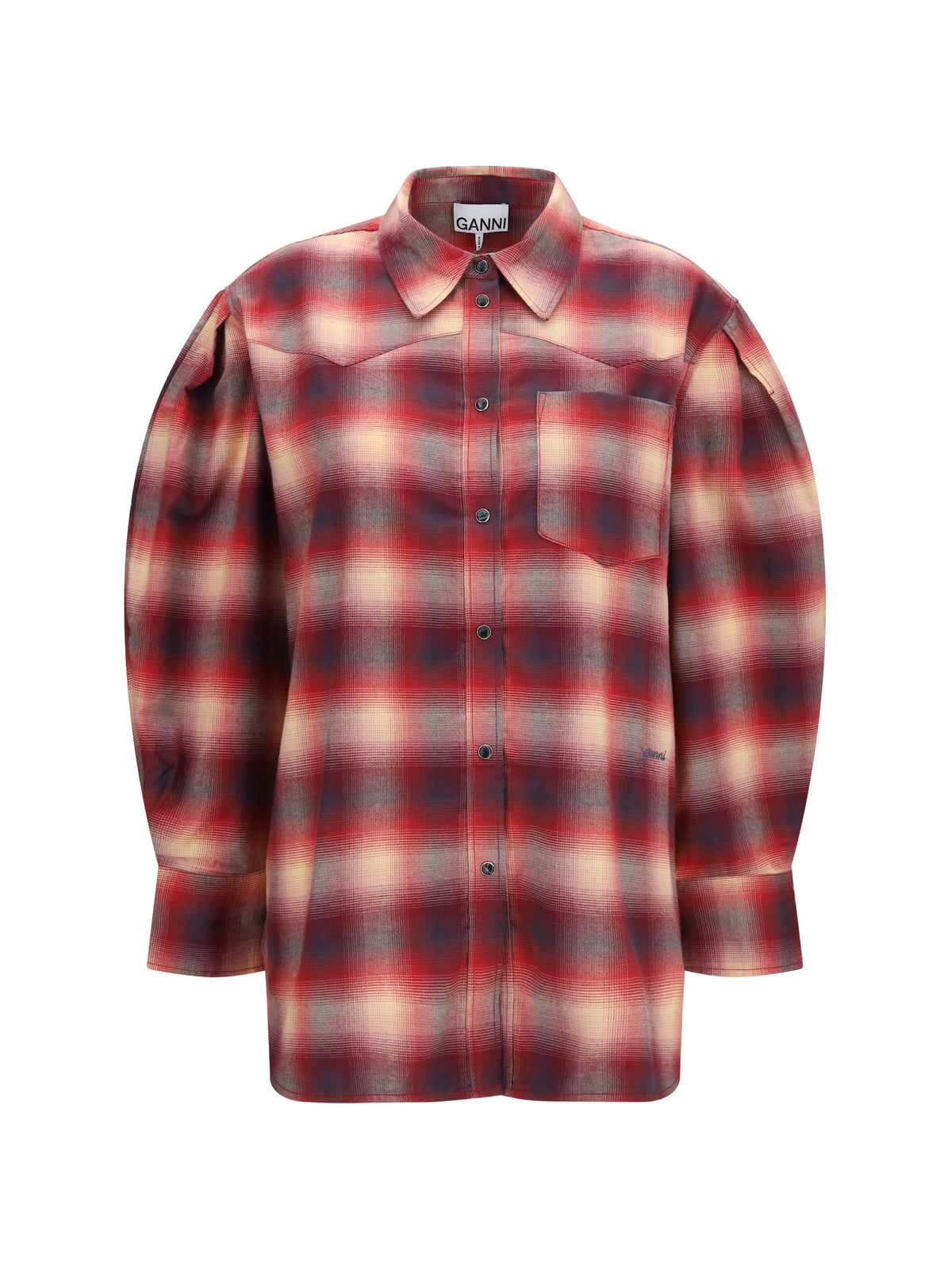 Ganni Cotton flannel check Shirt - Raspberry Wine