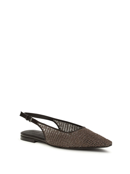 BRUNELLO CUCINELLI Precious Net Embroidery slingback Ballerinas