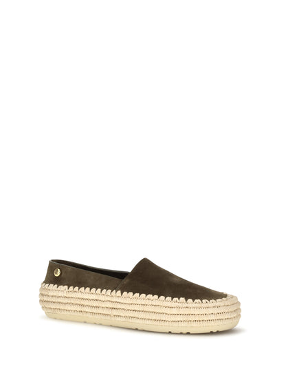 Loewe Rio suede and raffia Espadrillas - Khaki Green